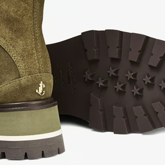 JIMMY CHOO Chike Flat Caper Green Crosta Suede Anle Boots with Knitted Sock 39 - Picture 5 of 10